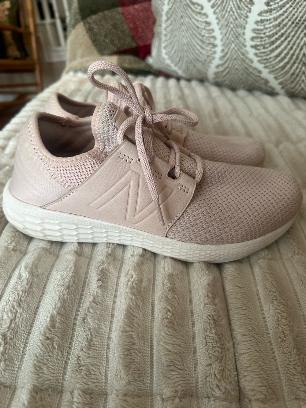New Balance Women’s Lace-Up Sneakers in Light Pink